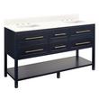 60" Robertson Mahogany Console Double - Midnight Navy - Arctic White 8" Holes - RUM Sink, , large image number 1
