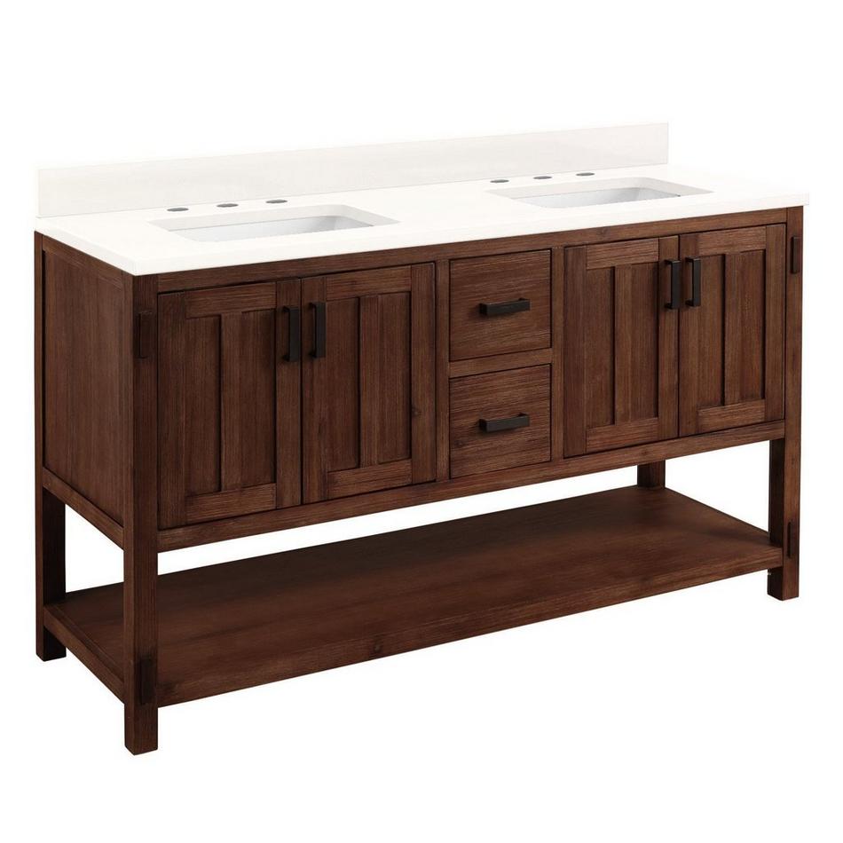 60" Morris Console Double Vanity Cabinet - Arctic White 8" Holes - RUM Sink, , large image number 0