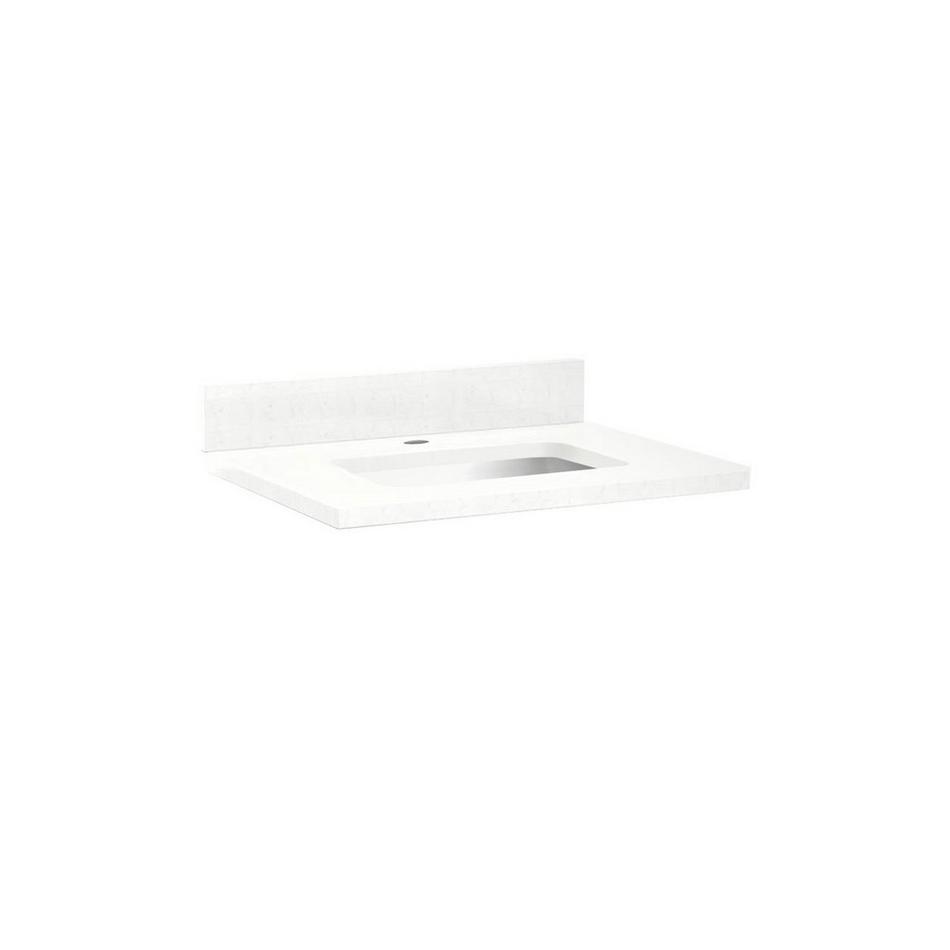 25" x 22" 3cm Quartz Vanity Top for Rectangular Undermount Sink - Feathered White - White Sink, , large image number 0