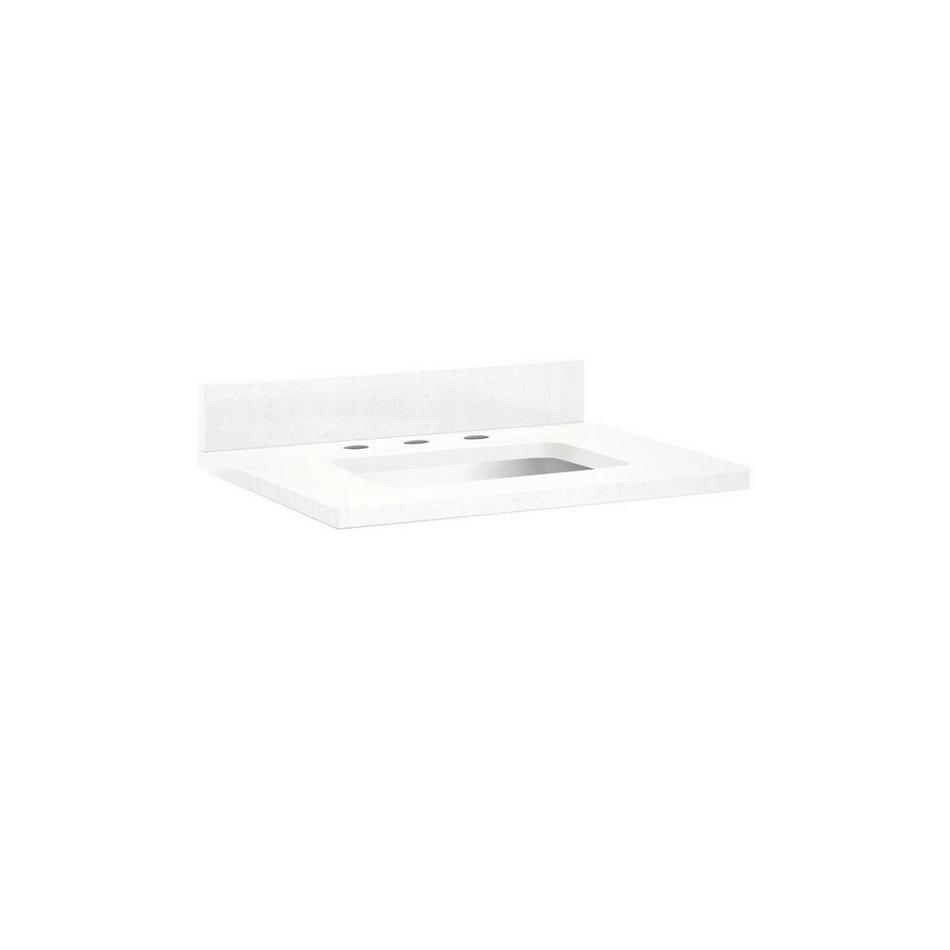 25" x 22" x 3cm Quartz Vanity Top w/ Backsplash - 8" Faucet Holes  - Sink 2015 Cutout - Undermount -, , large image number 0