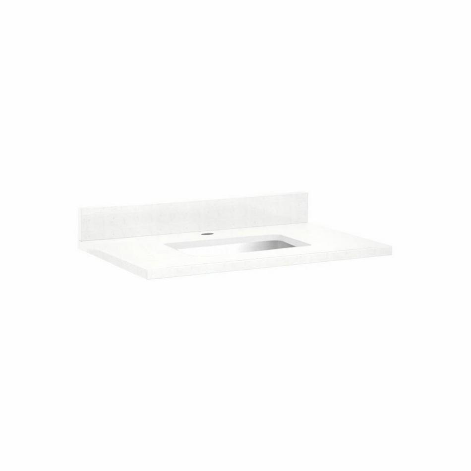 31" x 22" 3cm Quartz Vanity Top for Rectangular Undermount Sink - Feathered White - White Sink, , large image number 0