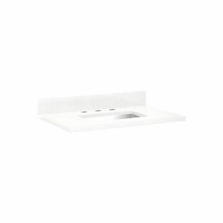 31" x 22" 3cm Quartz Vanity Top for Rectangular Undermount Sink - Feathered White - White Sink