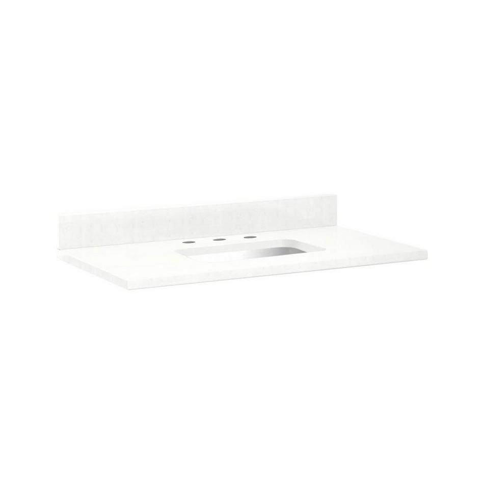 37" x 22" x 3cm Quartz Vanity Top w/ Backsplash - 8" Faucet Holes - Sink 2004 Cutout - Undermount -, , large image number 0
