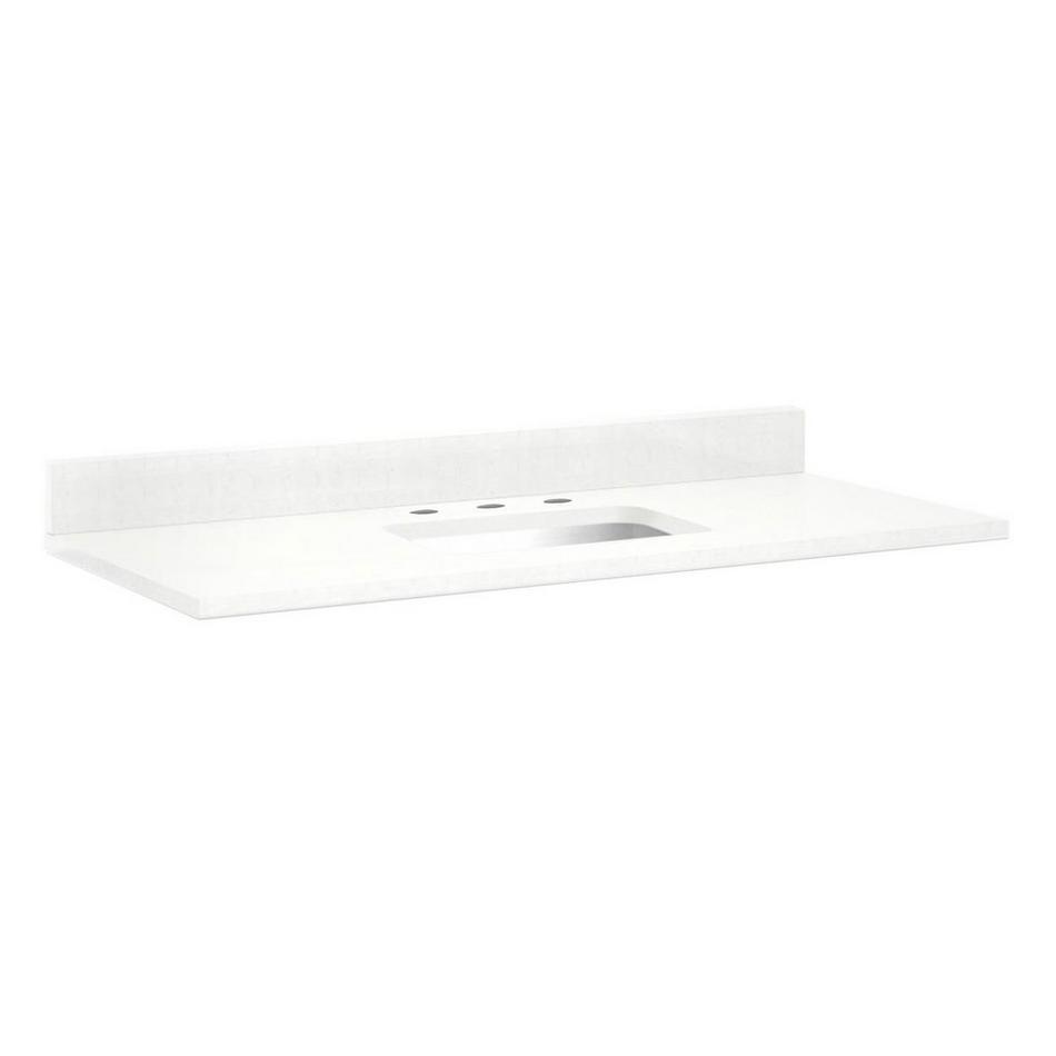 49" x 22" 3cm Quartz Vanity Top for Rectangular Undermount Sink - Feathered White - White Sink, , large image number 0