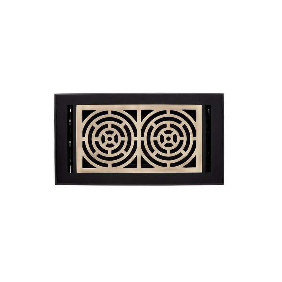 Burrel Two-Tone Brass Floor Register Matte Black/Antique Brass 6" x 14" (7-1/4" x 15-1/2" Overall), , large image number 0