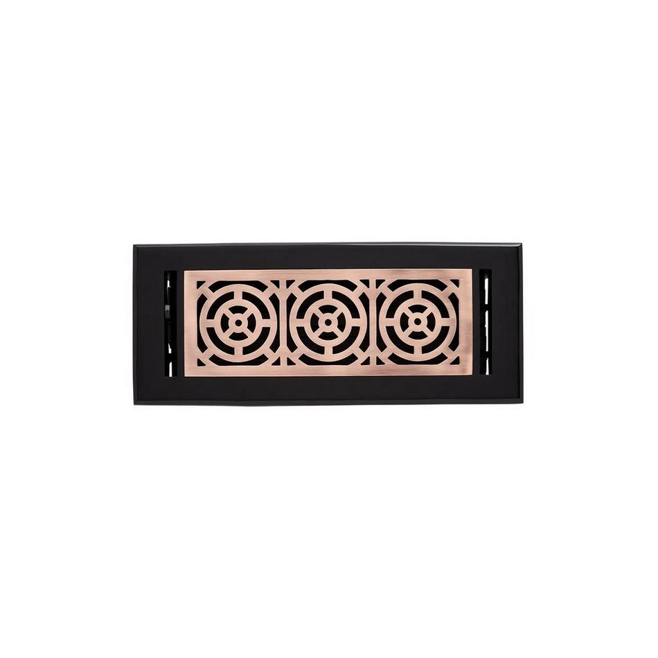 Burrel Two-Tone Brass Floor Register Matte Black/Antique Copper 4" x 10" (5-1/2" x 11-5/8" Overall), , large image number 0