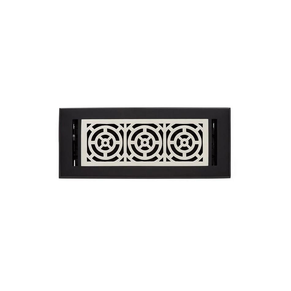 Burrel Two-Tone Brass Floor Register Matte Black/Brushed Nickel 4" x 12" (5-1/2" x 13-5/8" Overall), , large image number 0