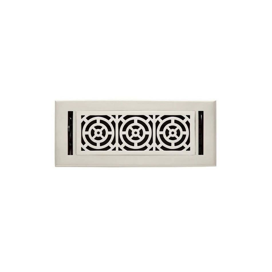 Burrel Two-Tone Brass Floor Register Brushed Nickel/Polished Nickel 4 x 12(5-1/2" x 13-5/8"Overall), , large image number 0