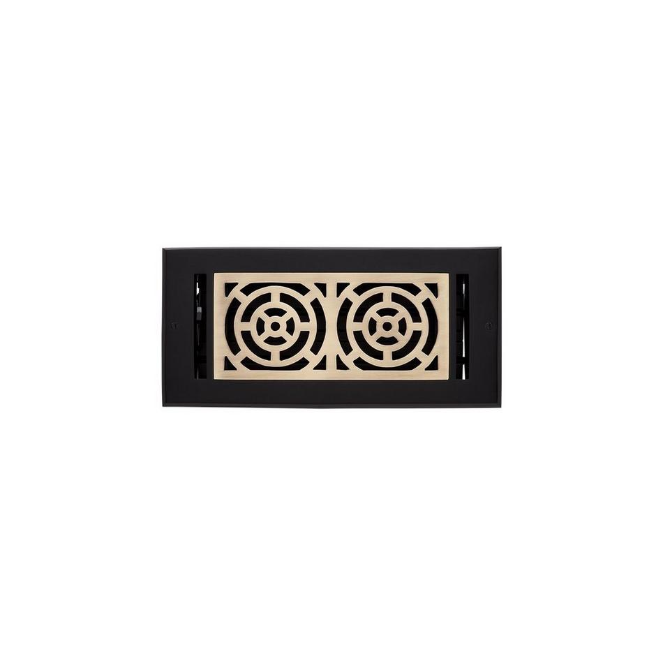 Burrel Two-Tone Brass Wall Register Matte Black/Antique Brass 4" x 10" (5-1/2" x 11-5/8" Overall), , large image number 0