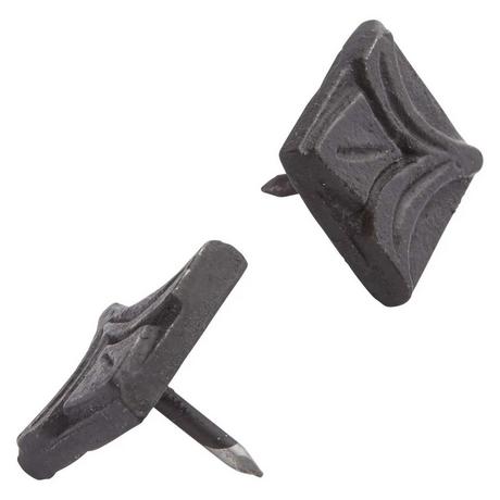 Hand-Forged Iron Square Lily Clavos - Set of 6