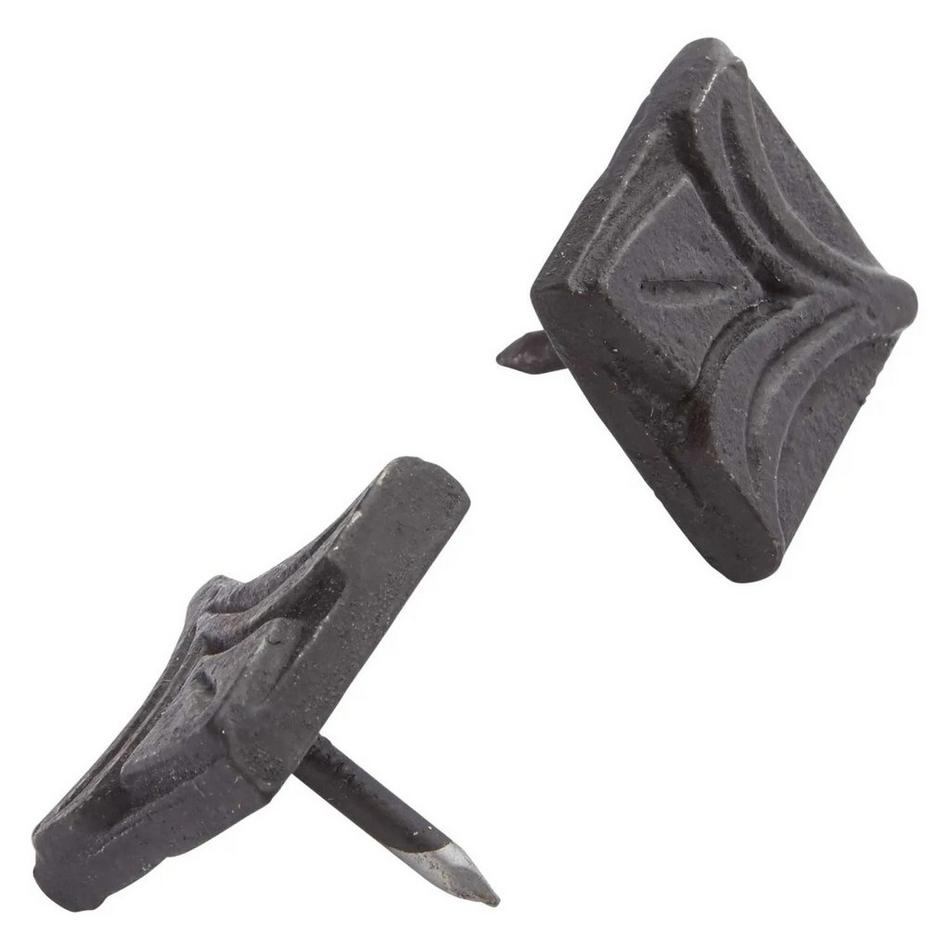 Hand-Forged Iron Square Lily Clavos - Set of 6 - Small - Natural Black, , large image number 0