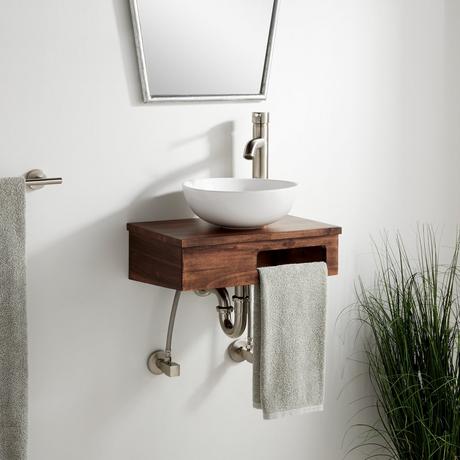 18" Nadiya Wall-Mount Vessel Sink Vanity - Chestnut Brown