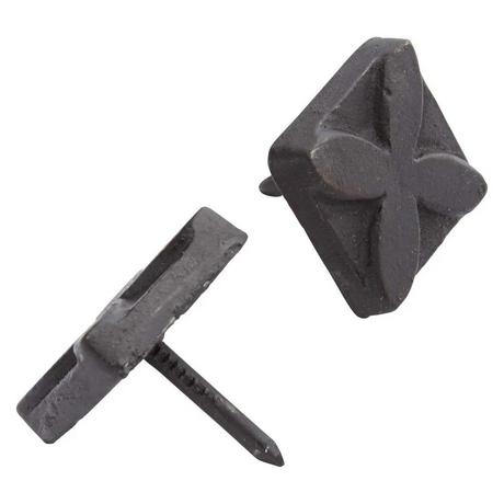 Hand-Forged Iron Square Clover Clavos - Set of 6