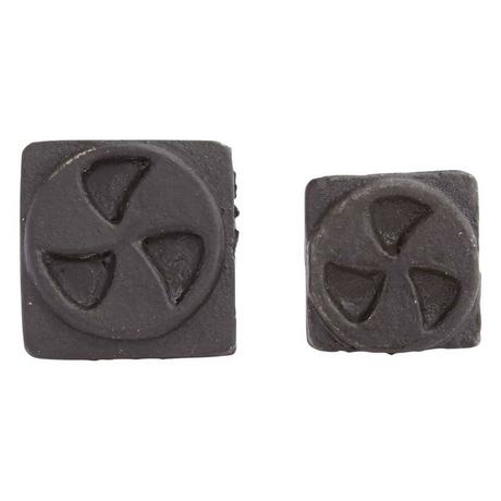 Hand-Forged Iron Square Fan Design Clavos - Set of 6