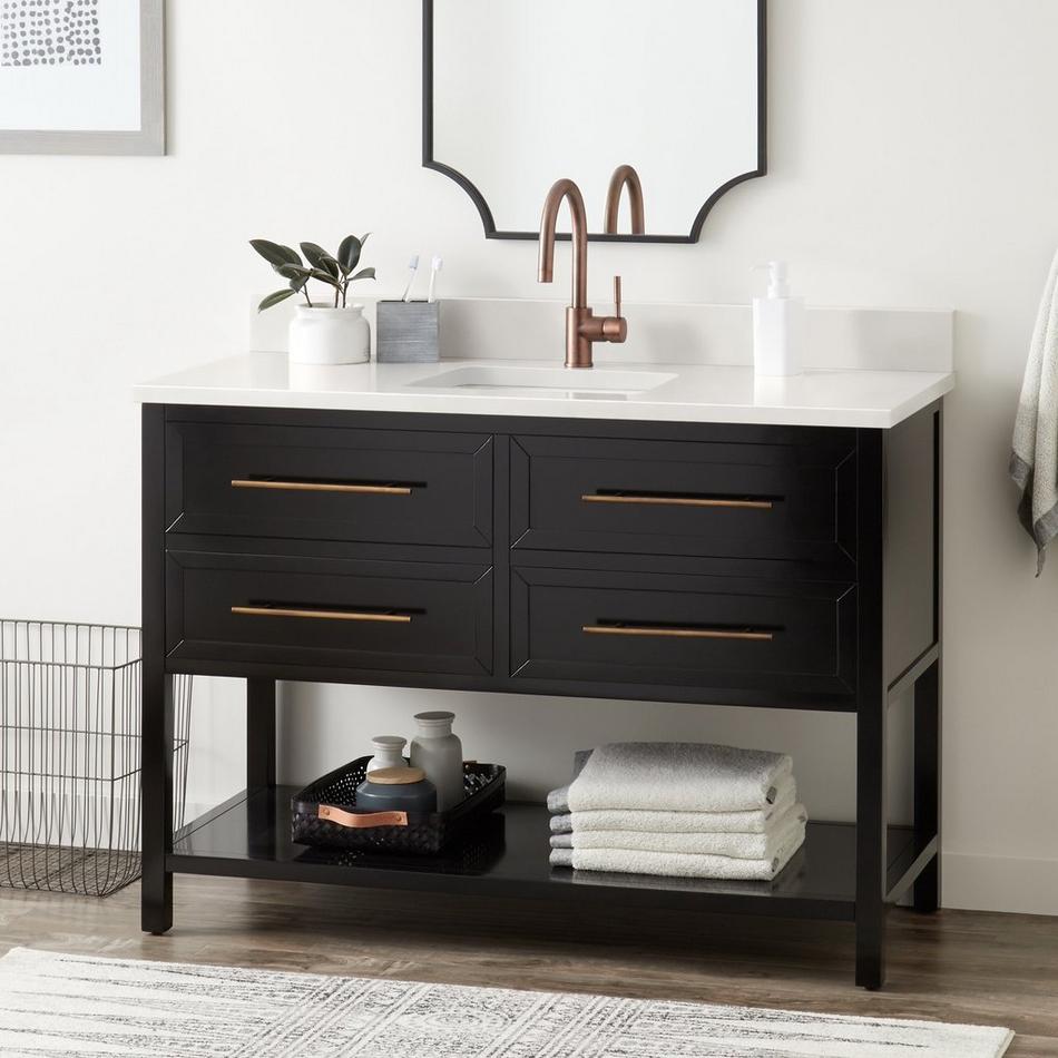 48" Robertson Vanity - Black - Arctic White 1 Hole, White RUM Sink, , large image number 0