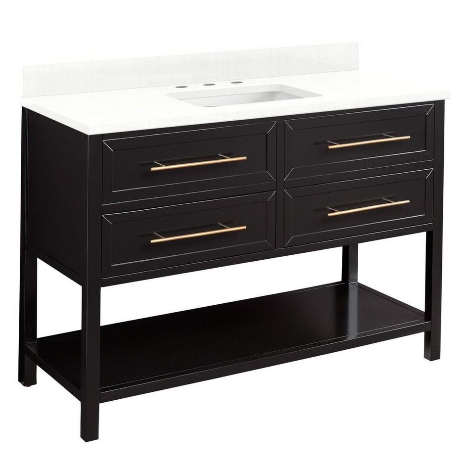 48" Robertson Vanity - Black - Feathered White Widespread, White RUM Sink, , large image number 1