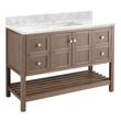 48" Olsen Console Vanity - Ash Brown - BN Hardware - Carrara 1 Hole, White RUM Sink, , large image number 1