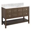 48" Olsen Console Vanity - Ash Brown - BN Hardware - Carrara Widespread, White RUM Sink, , large image number 1