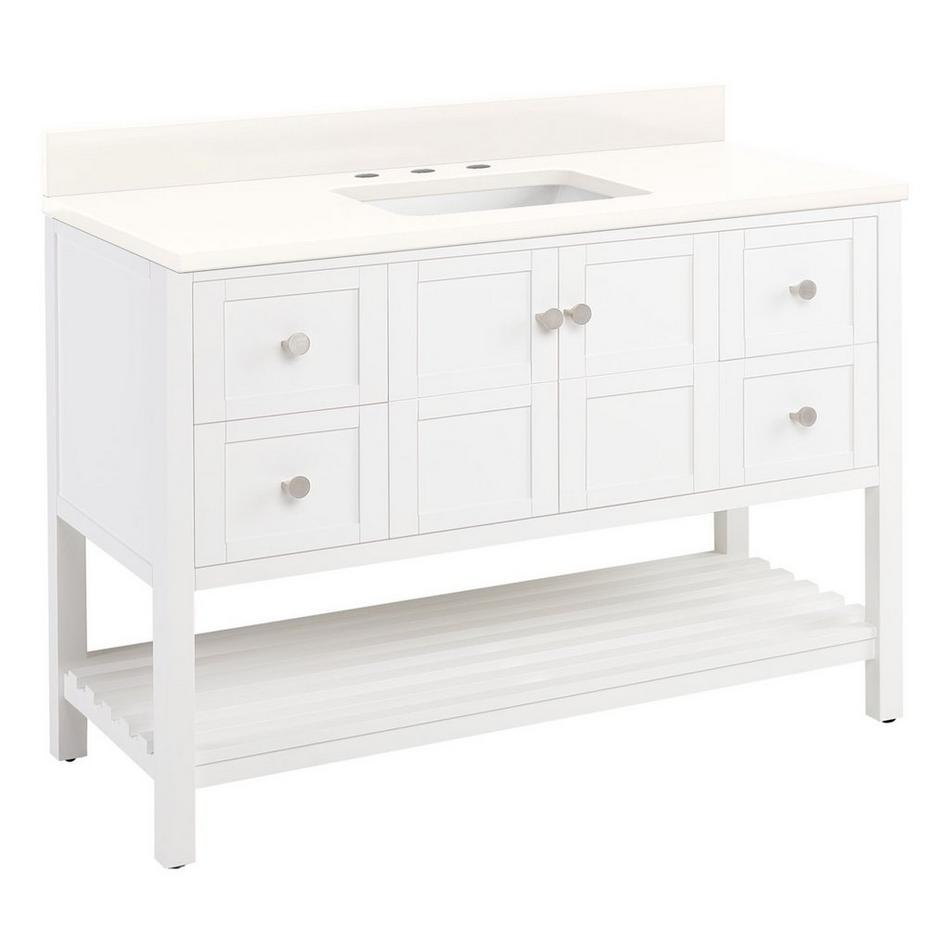 48" Olsen Console Vanity - Soft White - BN Hardware - Arctic White Widespread, White RUM Sink, , large image number 0