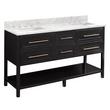 60" Robertson Double Console Vanity - Black - Carrara Widespread, White RUM Sinks, , large image number 0