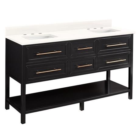 60" Robertson Double Console Vanity for Rectangular Undermount Sinks - Black