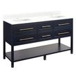 60" Robertson Mahogany Console Double Vanity-Midnight Navy Blue-Feather White 1 Hole, White RUM Sink, , large image number 1
