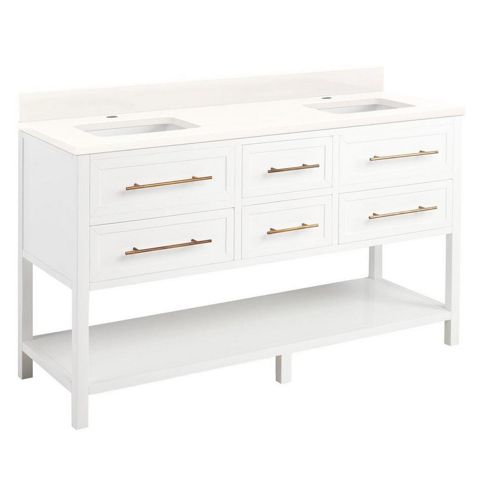 60" Robertson Double Vanity - Bright White - Arctic White 1 Hole, White RUM Sinks, , large image number 1