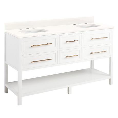60" Robertson Double Vanity for Rectangular Undermount Sinks - Bright White