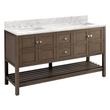 60" Olsen Double Console Vanity - Ash Brown - BN HW - Carrara Widespread, White RUM Sinks, , large image number 1