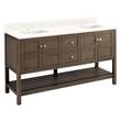60" Olsen Double Console Vanity - Ash Brown - BN HW - Arctic White 1 Hole, White RUM Sinks, , large image number 0