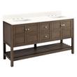 60" Olsen Double Console Vanity - Ash Brown - BN HW - Arctic White Widespread, White RUM Sinks, , large image number 0