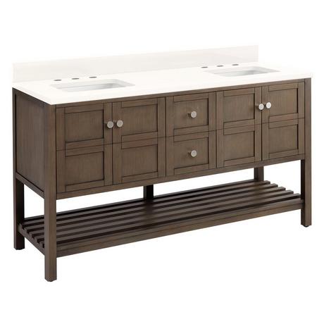 60" Olsen Double Console Vanity for Rectangular Undermount Sinks - Ash Brown
