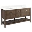60" Olsen Double Console Vanity - Ash Brown - BN HW - Feathered White 1 Hole, White RUM Sinks, , large image number 0