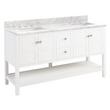 60" Olsen Double Console Vanity - Soft White - BN HW - Carrara Widespread, White RUM Sinks, , large image number 1