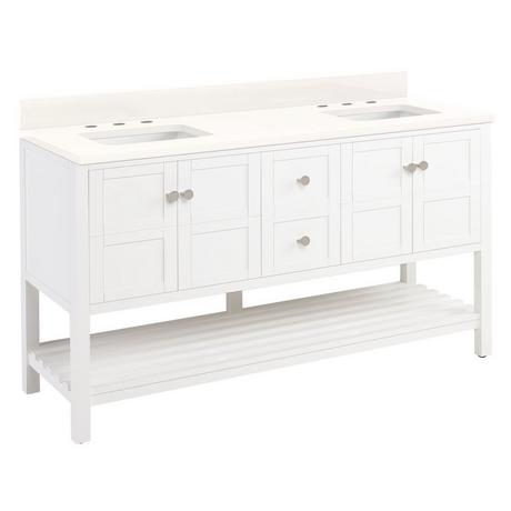 60" Olsen Double Console Vanity - Soft White - Rectangular Undermount