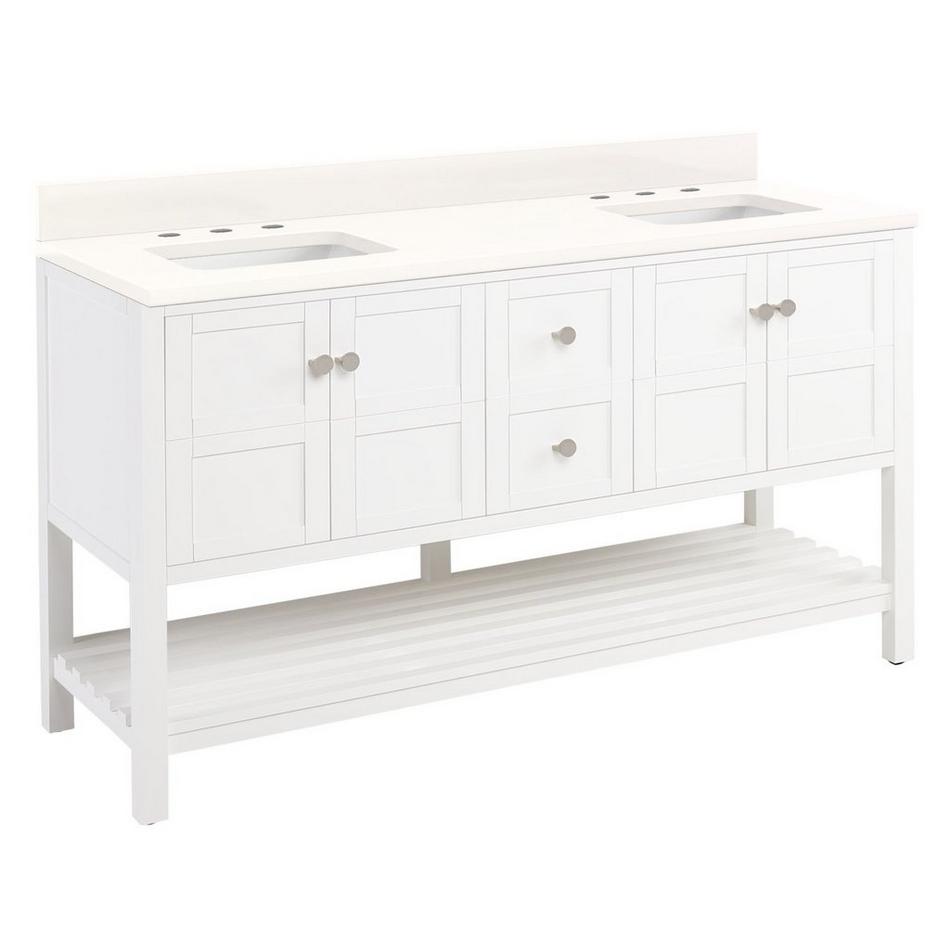 60" Olsen Double Console Vanity - Soft White - BN HW - Arctic White Widespread, White RUM Sinks, , large image number 0