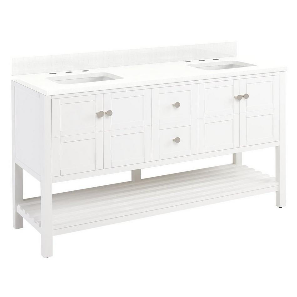 60" Olsen Double Console Vanity - Soft White - BN HW - Feathered White Widespread, White RUM Sinks, , large image number 0