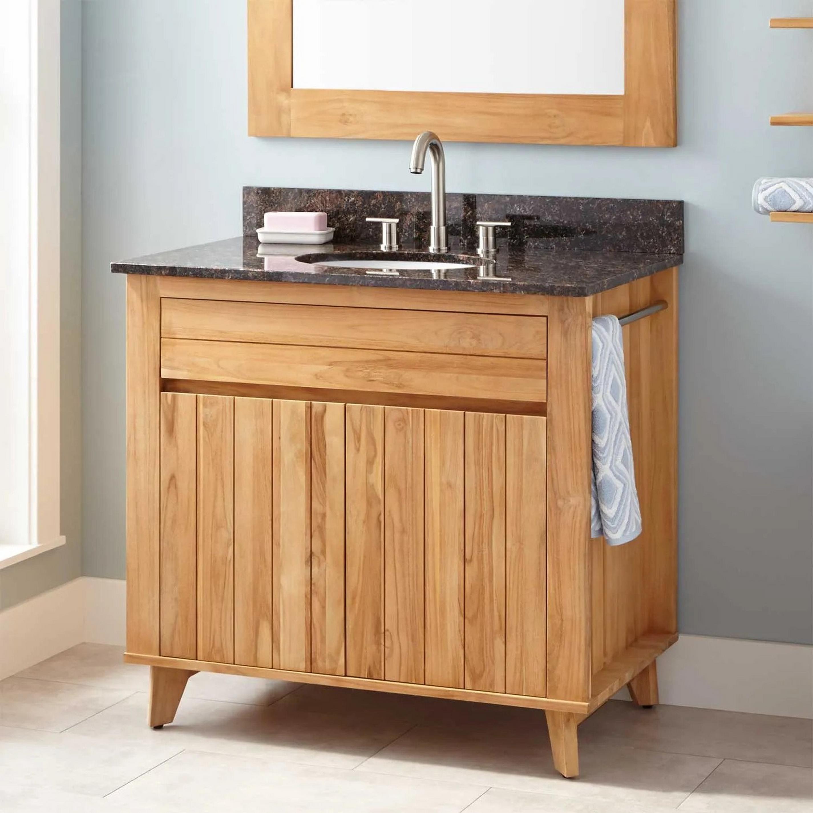 36" Antioch Teak Vanity for Undermount Sink Natural Teak Signature