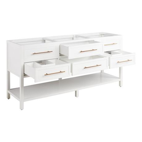 72" Robertson Double Console Vanity for Undermount Sinks - Bright White