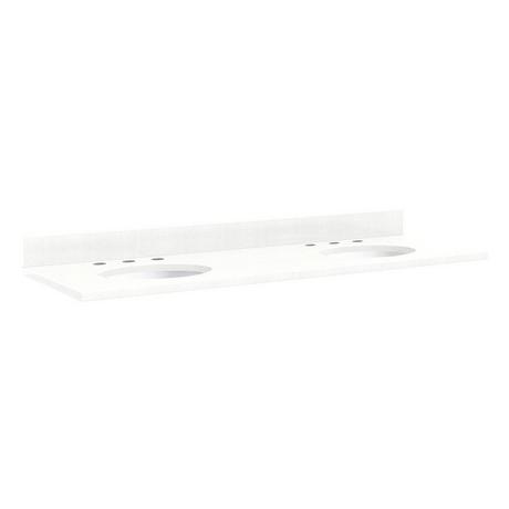 61" x 22" 3cm Quartz Vanity Top with Undermount Sinks - Feathered White Quartz - White Sink