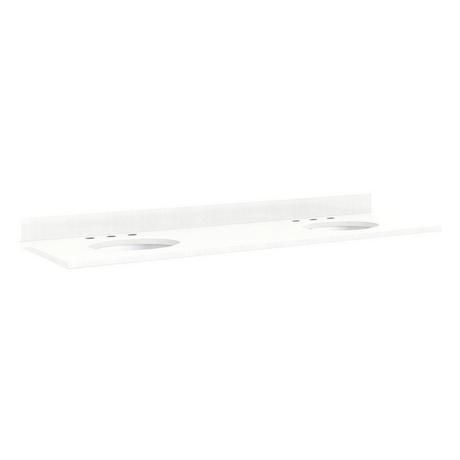 73" x 22" 3cm Quartz Vanity Top for Undermount Sinks - Feathered White - With Sinks
