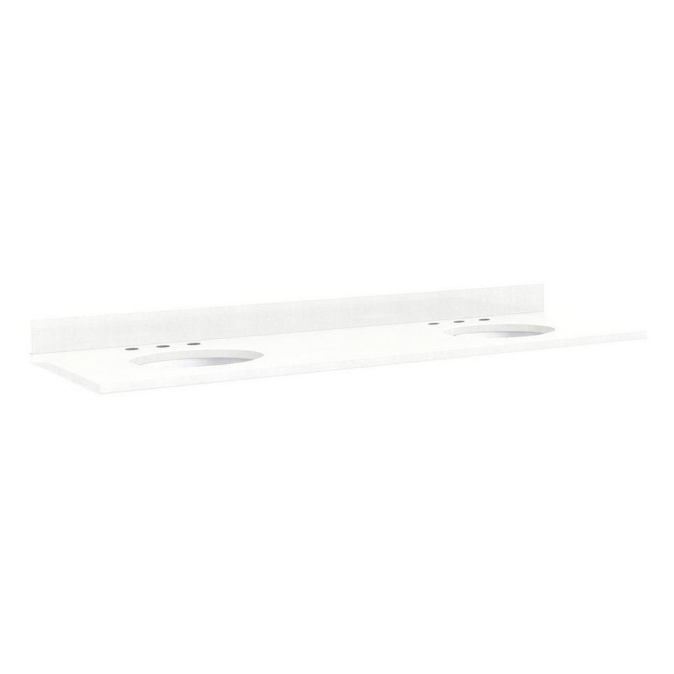 73" Quartz Vanity Top for Undermount Sinks - 48" Centers - 8" - Feathered White - White Sinks, , large image number 0