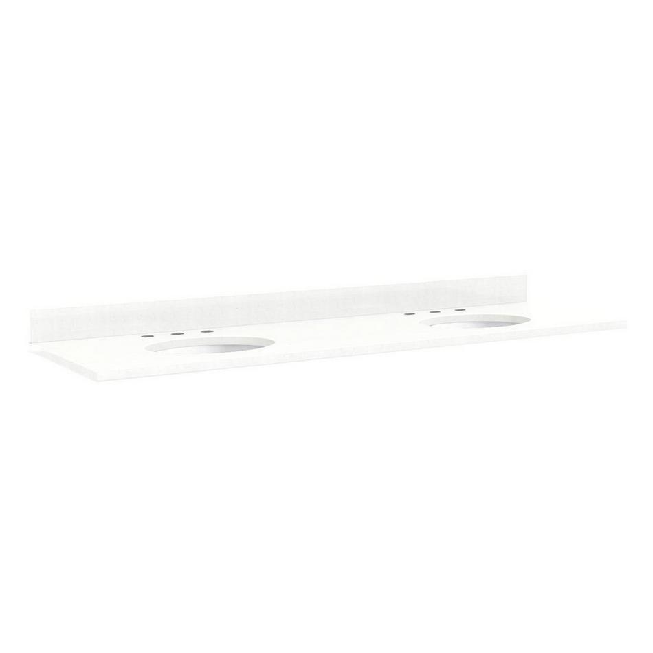 73" x 22" 3cm Quartz Vanity Top for Undermount Sinks - Feathered White - With Sinks, , large image number 0
