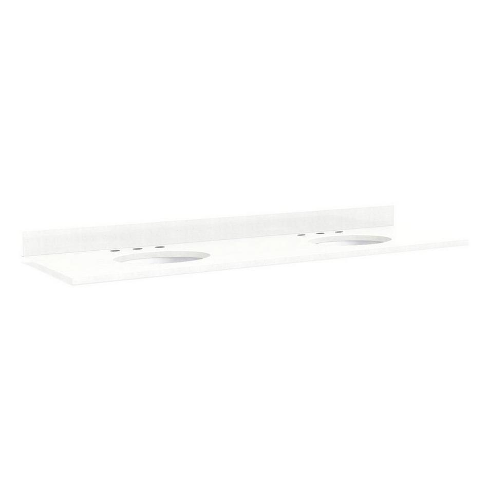 73" Quartz Vanity Top for Undermount Sinks - 36" Centers - 8" - Feathered White - White Sinks, , large image number 0