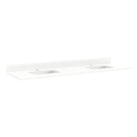 73" x 22" 3cm Quartz Vanity Top for Rectangular Undermount Sinks - Feathered White - With Sinks