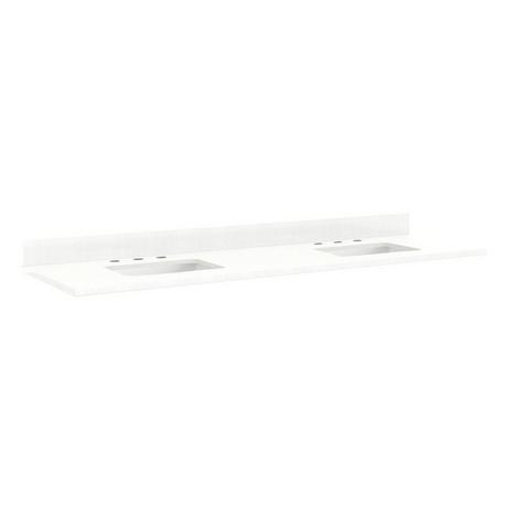 73" x 22" 3cm Quartz Vanity Top for Rectangular Undermount Sinks - Feathered White - With Sinks