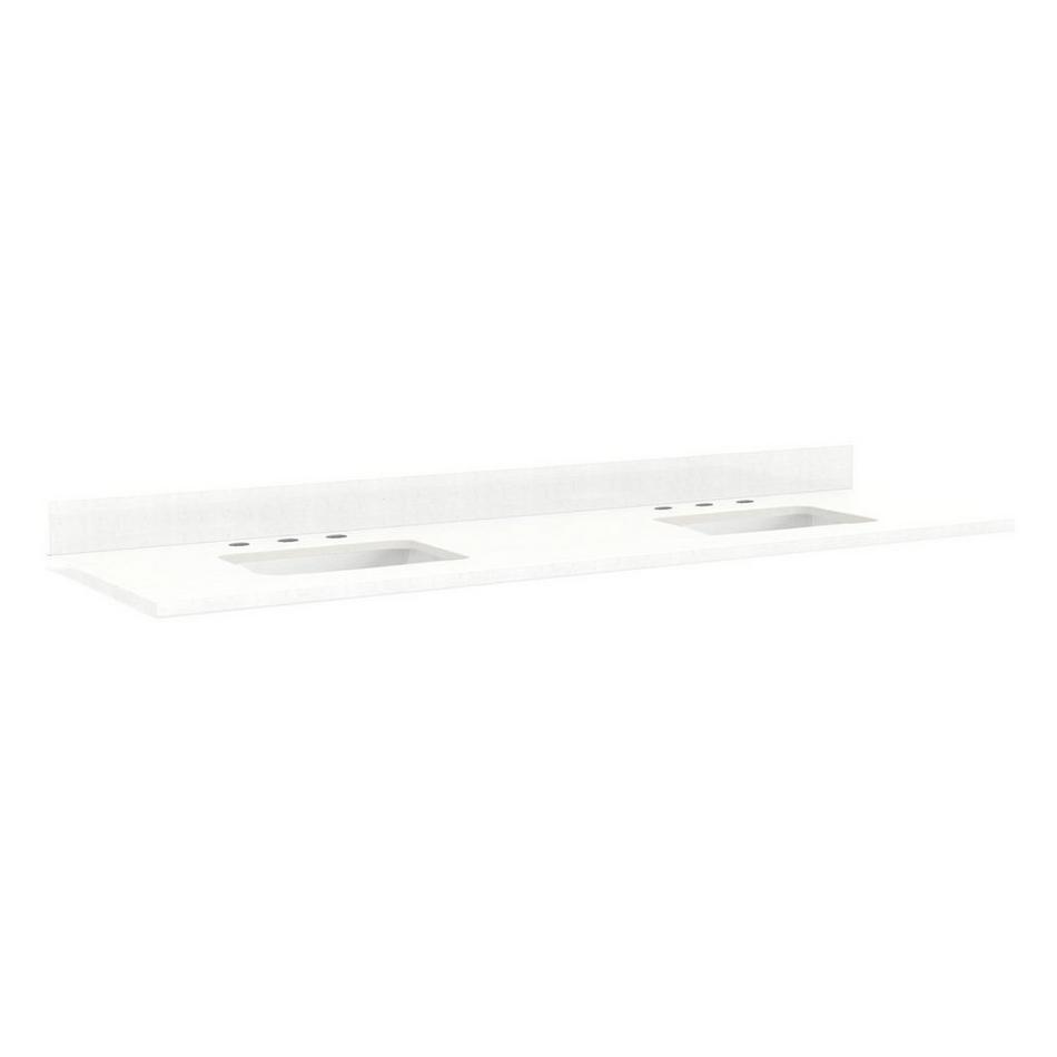 73" Quartz Top for Rectangular Sinks - 42" Centers - 8" - Feathered White - White Sinks, , large image number 0
