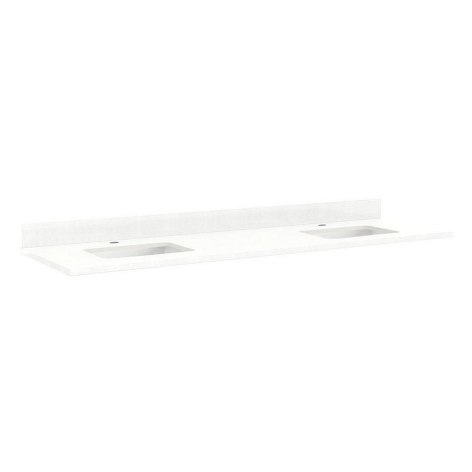 73" Quartz Top for Rectangular Sinks - 48" Centers - 1 Hole - Feathered White - White Sinks, , large image number 0