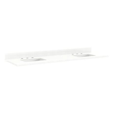 73" x 22" 3cm Quartz Vanity Top for Rectangular Undermount Sinks - Feathered White - With Sinks