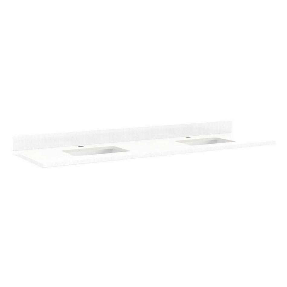 73" x 22" 3cm Quartz Vanity Top for Rectangular Undermount Sinks - Feathered White - With Sinks, , large image number 0